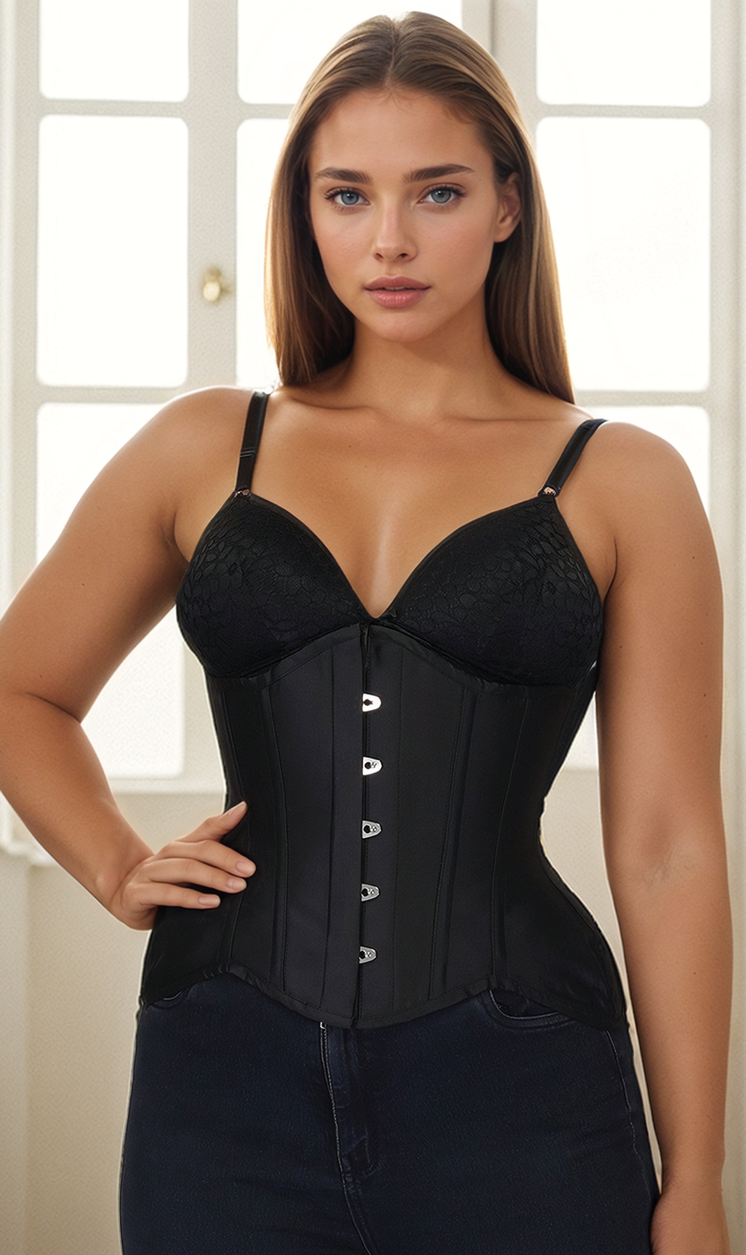 Black Underbust corset for curvy waist – Bunny Corset