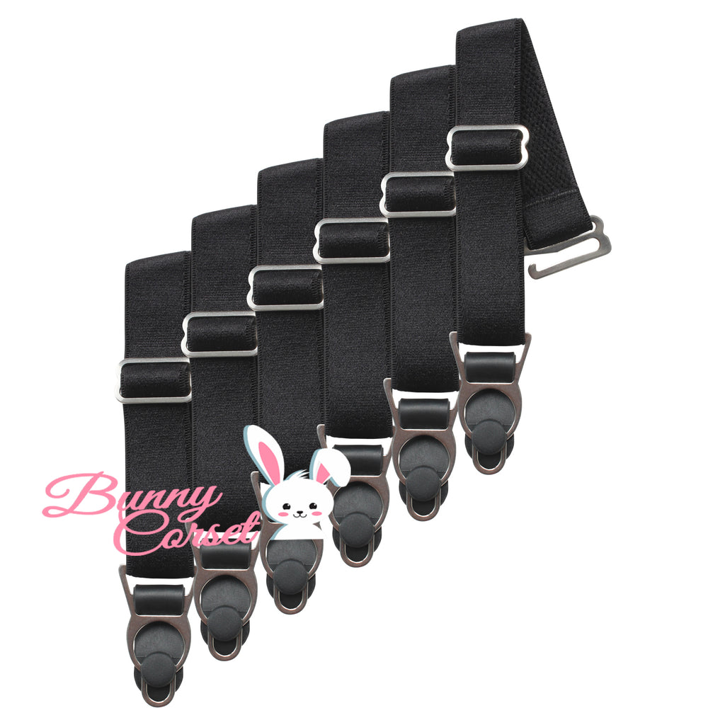 6 x Steel Suspender Clips in Black